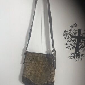 Coach Brown Signature Canvas Crossbody with Dark Trim